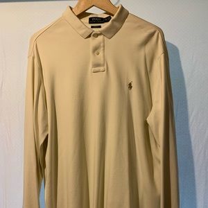 Polo Ralph Lauren Polo Shirt Men's XXL Long Sleeve Logo Cream